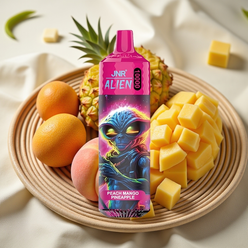 JNR Alien 10000 Puffs Perzik Mango Ananas 850mAh Mesh Coil RGB LED