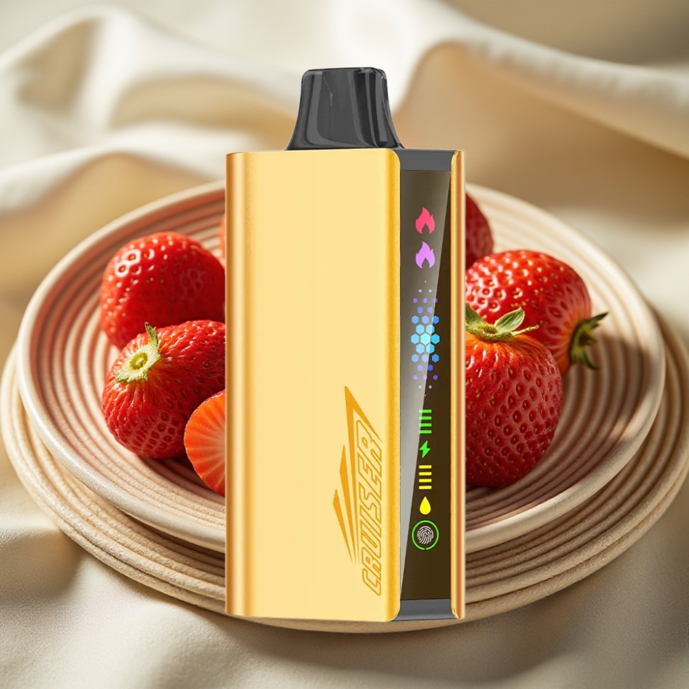 JNR Cruiser 12000 Puffs Aardbei met Dual Mesh Coil en Animation Display