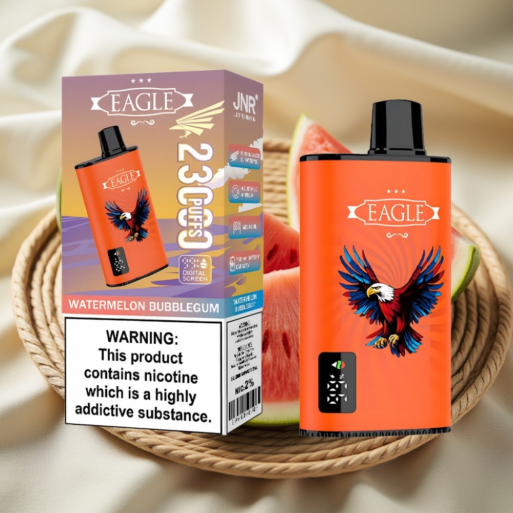 JNR EAGLE Smart 23000 Puffs Watermeloen Bubblegum Disposable Vape met Digitaal Scherm en 1.0ohm Mesh Coil
