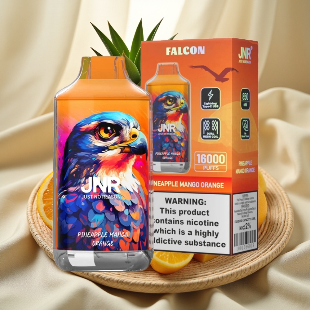 JNR Falcon 16000 Puffs Ananas Mango Sinaasappel Dual Mesh Coil 22ml