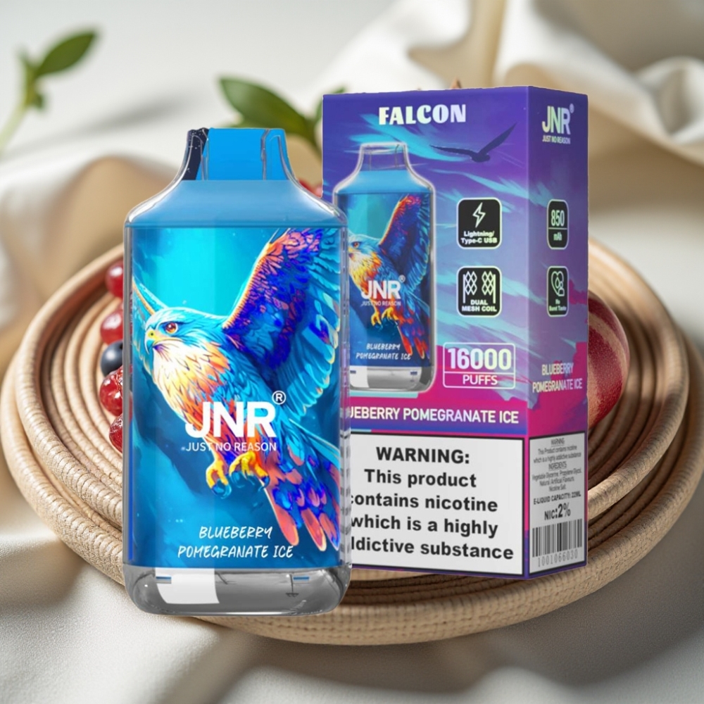 JNR Falcon 16000 Puffs Blauwe Bes Granaatappel IJs 850 mAh Dual Mesh Type C