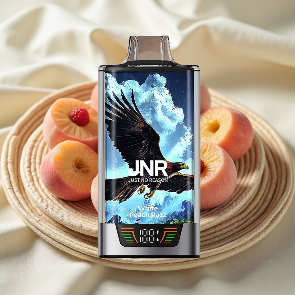 JNR Falcon Pro 28000 Wegwerp Vape 28000 Puff Witte Perzik Razz Dual Mesh Coil USB-C