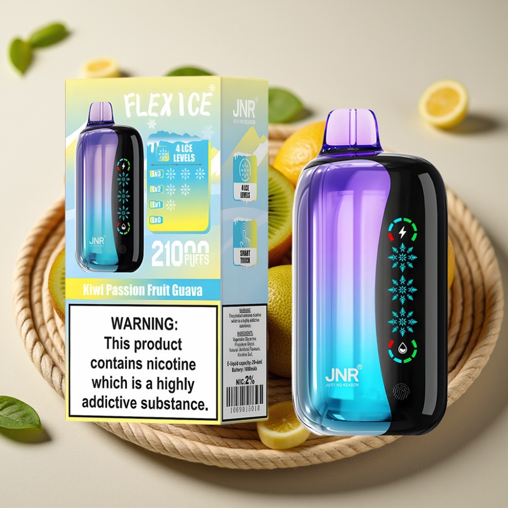 JNR Flex Ice 21000 Puffs Disposable Vape Kiwi Passievrucht Guava Met Aanpasbare Airflow en Touchscreen