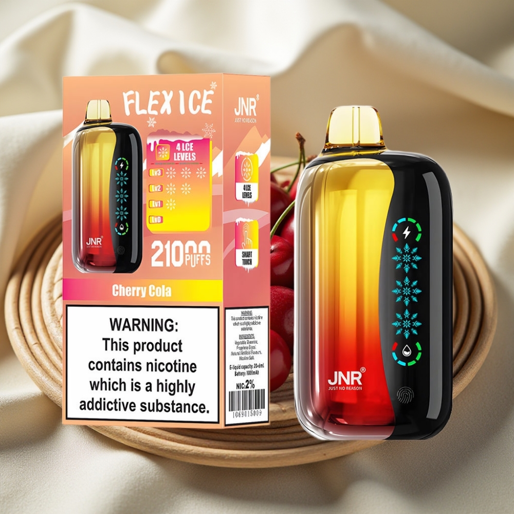 JNR Flex Ice 21000 Puffs Kersen Cola Met Aanpasbare Ice, Touchscreen & Dual Mesh