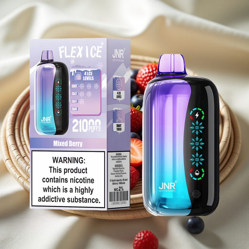 JNR Flex Ice 21000 Puffs Mixed Berry Disposable Vape met Aanpasbare Ice, Touch Screen & Dual Mesh