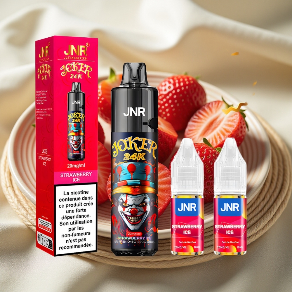 JNR Joker 24K Puffs Aardbei IJs Zijkant Bijvullen Zichtbare Vloeistof 800mAh