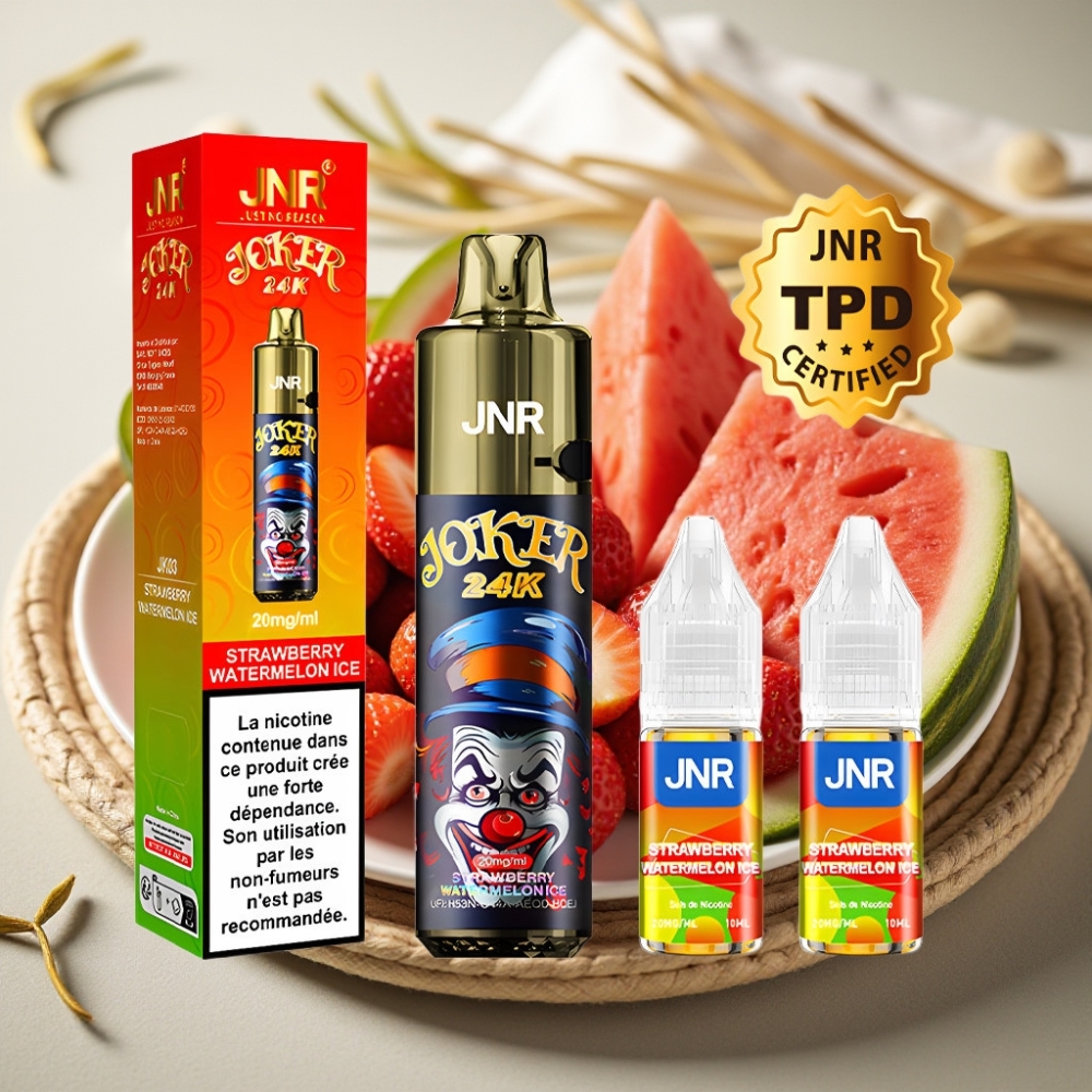 JNR Joker 24K Puffs Aardbei Watermelon IJs Disposable Vape met 800mAh Battery & Type-C Laden