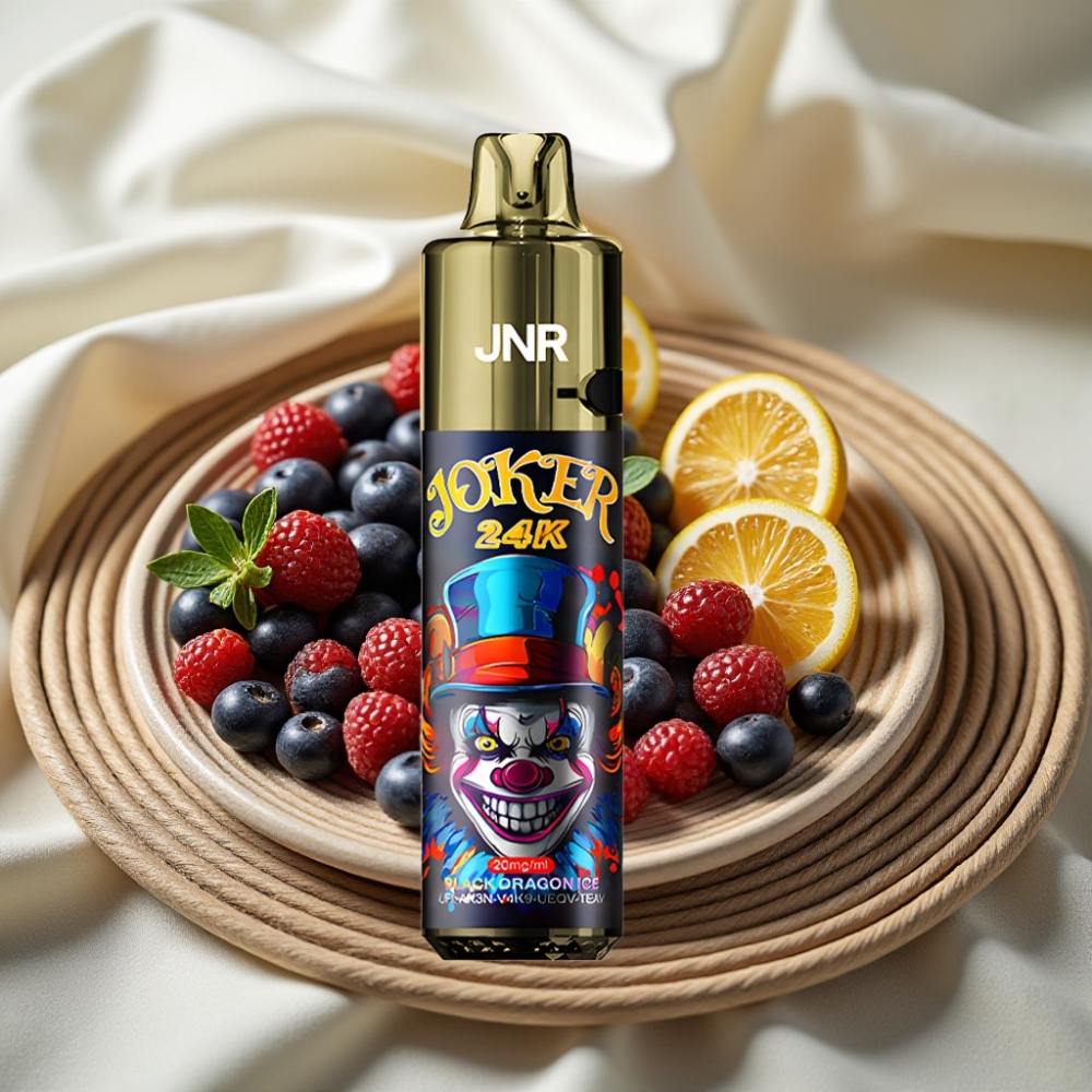 JNR Joker 24K Puffs Zwarte Draak IJs Herlaadbare Pod 800mAh Batterij Zichtbare Vloeistofniveaus