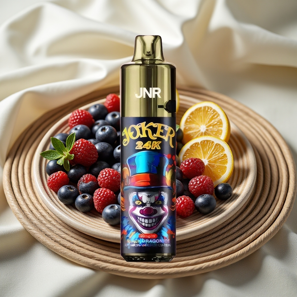 JNR Joker 24K Puffs Zwarte Draak IJs Herlaadbare Pod 800mAh Batterij Zichtbare Vloeistofniveaus