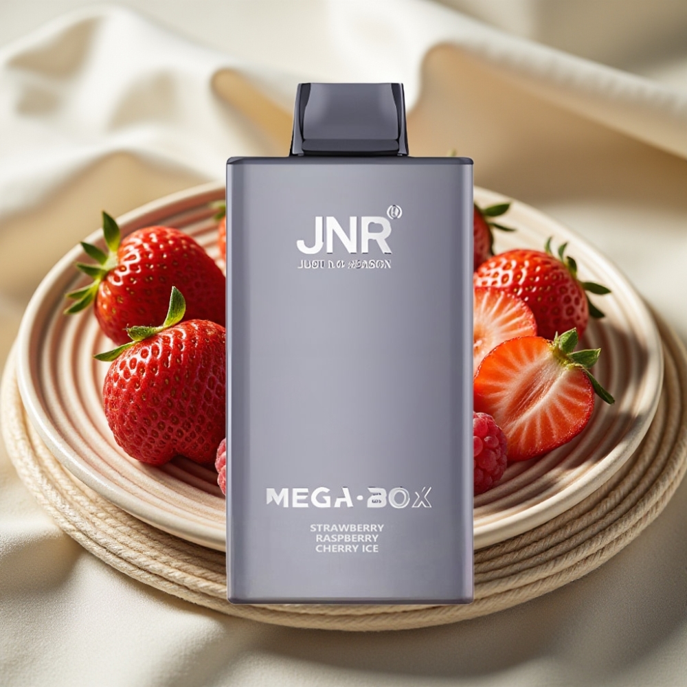 JNR Mega Box 25000 Puffs Aardbei Framboos Kers IJs Disposable Vape 30ml 850mAh Dual Mesh