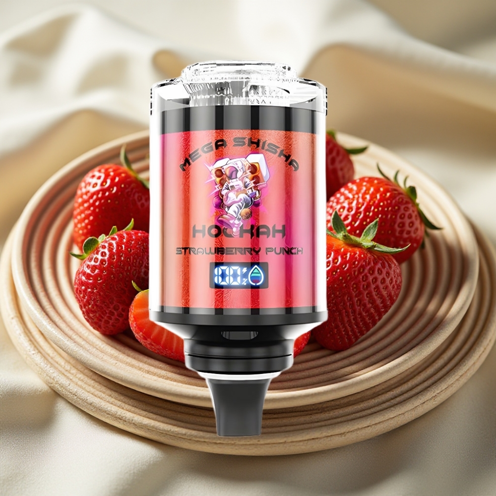 JNR Mega Shisha Hookah 100K Aardbei Punch Desktop Compatibel Met Ademhalingslicht En Smart Scherm