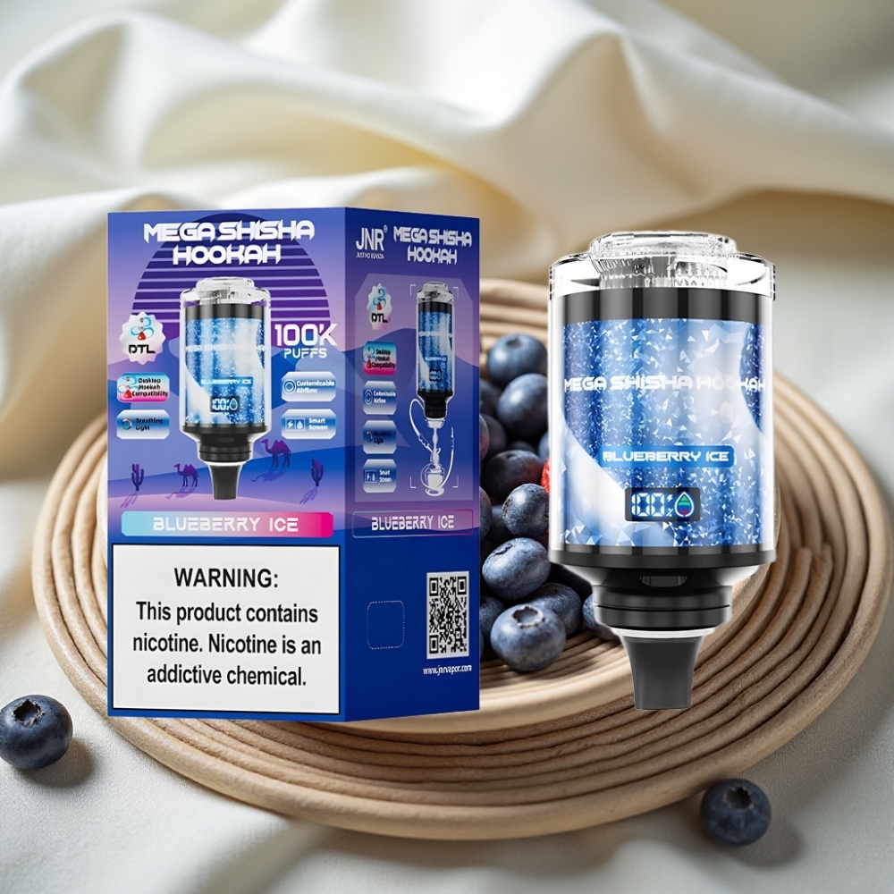 JNR Mega Shisha Hookah 100K Blauwe Bes IJs Desktop Compatibel Met Slim Scherm