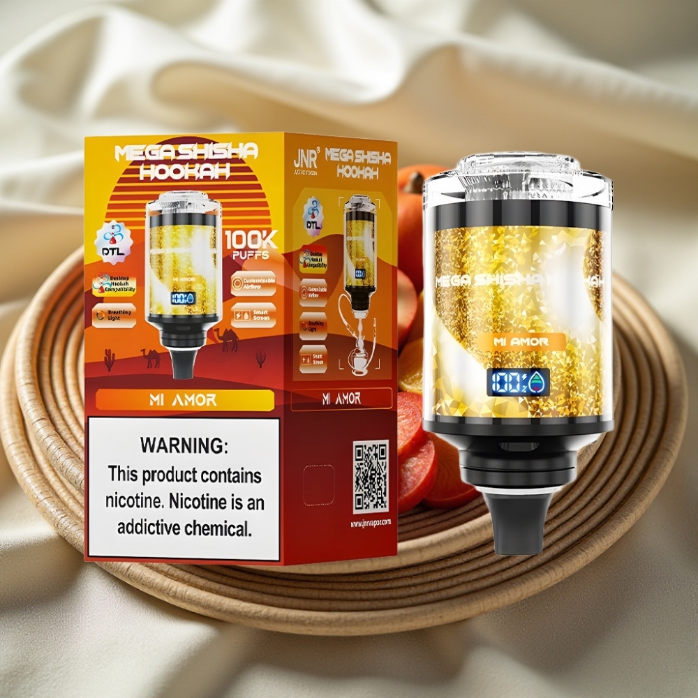 JNR Mega Shisha Hookah 100K Desktop Compatibel Mi Amor (Mijn Liefde) met 60ml vloeistof en 2200mAh batterij
