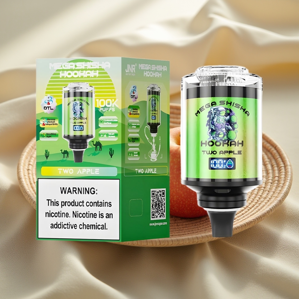 JNR Mega Shisha Hookah 100K Desktop Compatibel Twee Appel Ademend Licht Type-C