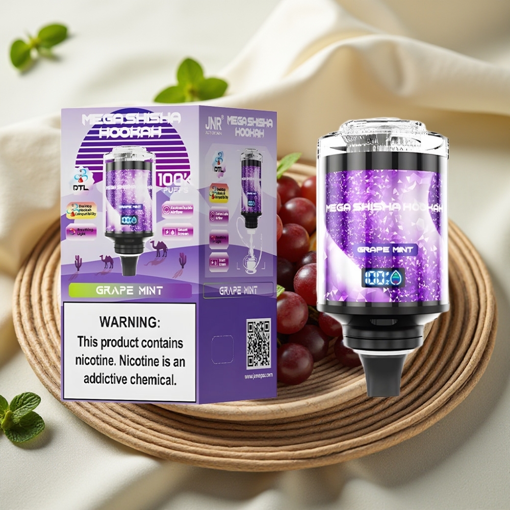 JNR Mega Shisha Hookah 100K Druiven Munt Desktop Compatibel Met Slim Scherm