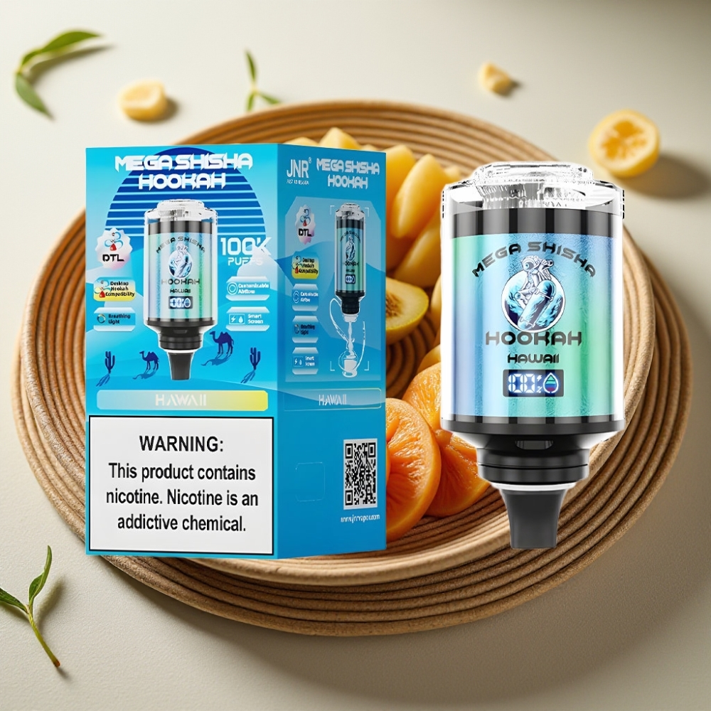 JNR Mega Shisha Hookah 100K Hawaii Desktop Compatibel Met Slim Scherm en Luchtstroomregeling