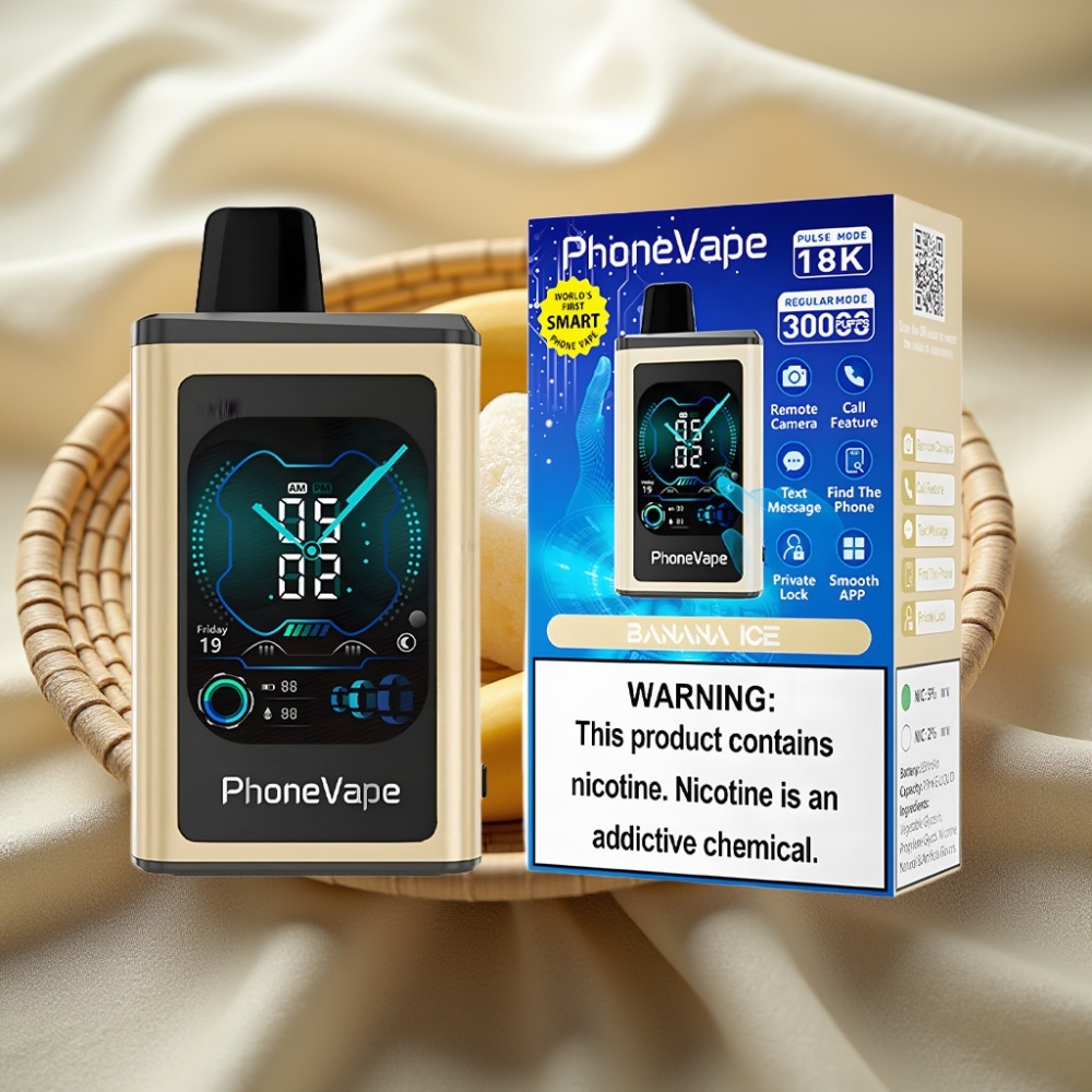 JNR PhoneVape 30000 puff Banaan IJs Disposable Vape met Turbo Modus, Type-C Opladen en App Bediening