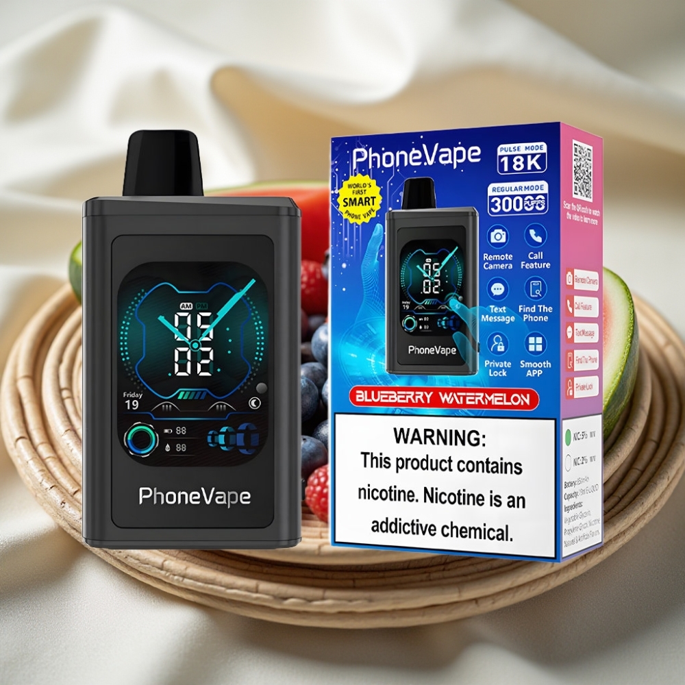 JNR PhoneVape 30000 puffs Blauwe Bes Watermeloen Oplaadbaar Met Turbo Modus En App Bediening