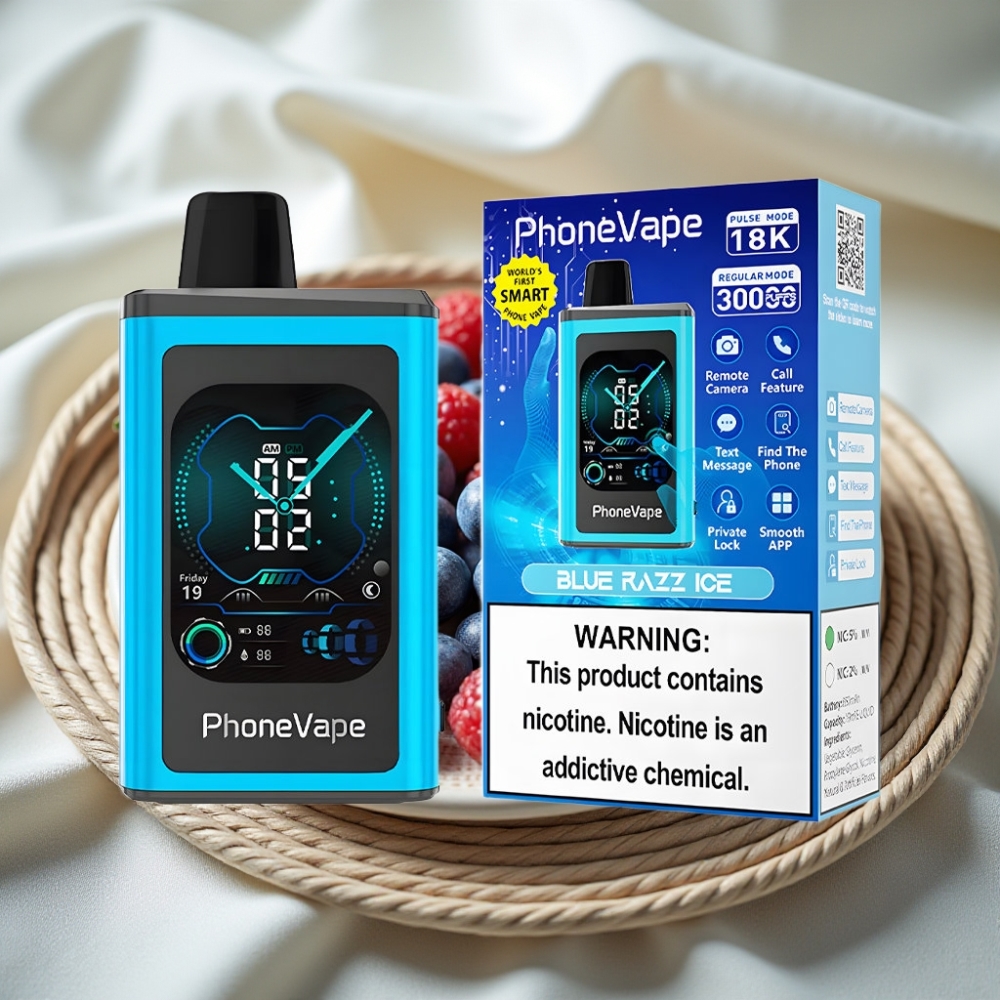 JNR PhoneVape 30000 puffs Blauwe Razz Ijs met Type-C Opladen, Turbo Modus en App Bediening