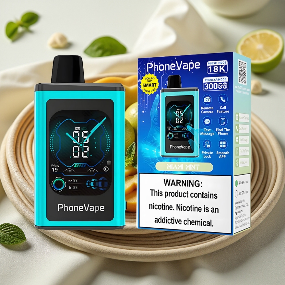 JNR PhoneVape 30000 puffs Miami Munt Oplaadbare Accu Turbo Modus App Bediend