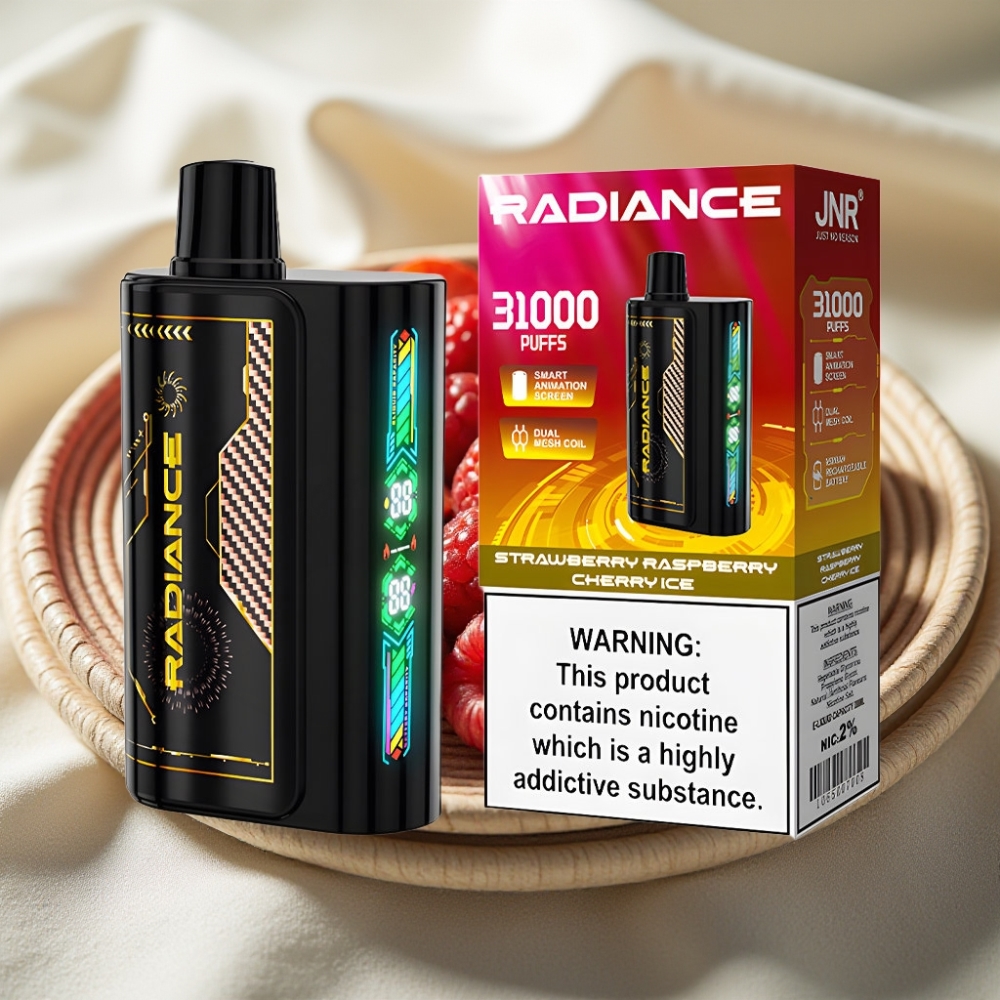 JNR Radiance 31000 Puffs Aardbei Framboos Kers IJs Disposable Vape met Dual Mesh Coil en Type-C Opladen