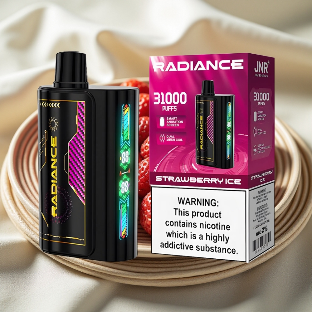 JNR Radiance 31000 Puffs Aardbei IJs Disposable Vape met Dual Mesh Coil & Type-C