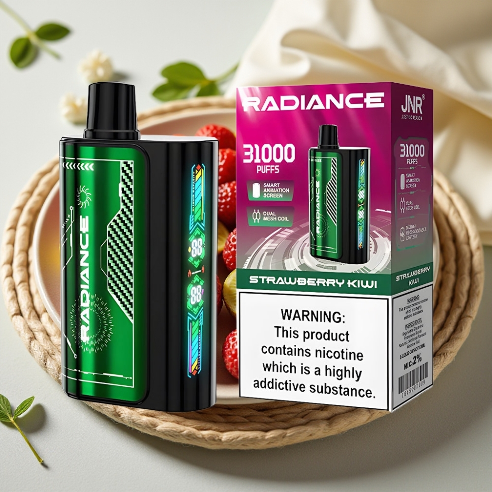 JNR Radiance 31000 Puffs Aardbei Kiwi Disposable Vape met Dual Mesh Coil en Type-C