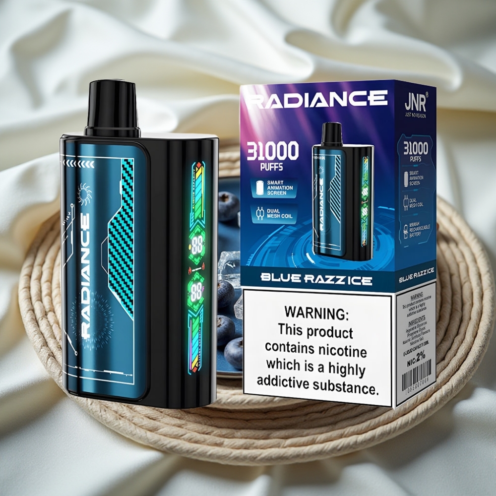 JNR Radiance 31000 Puffs BLUE RAZZ ICE Disposable Vape met Dual Mesh Coil en Type-C Opladen