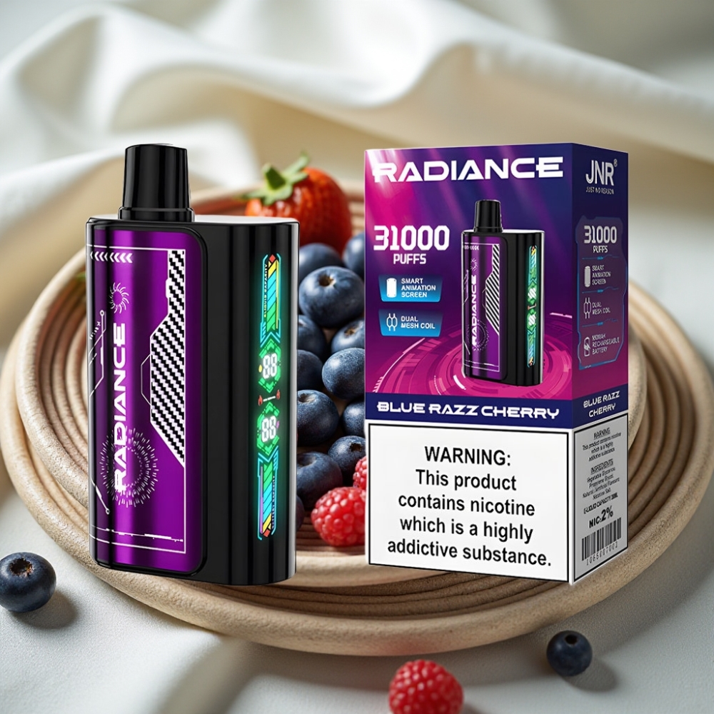 JNR Radiance 31000 Puffs Blauwe Framboos Kers Dual Mesh Oplaadbaar