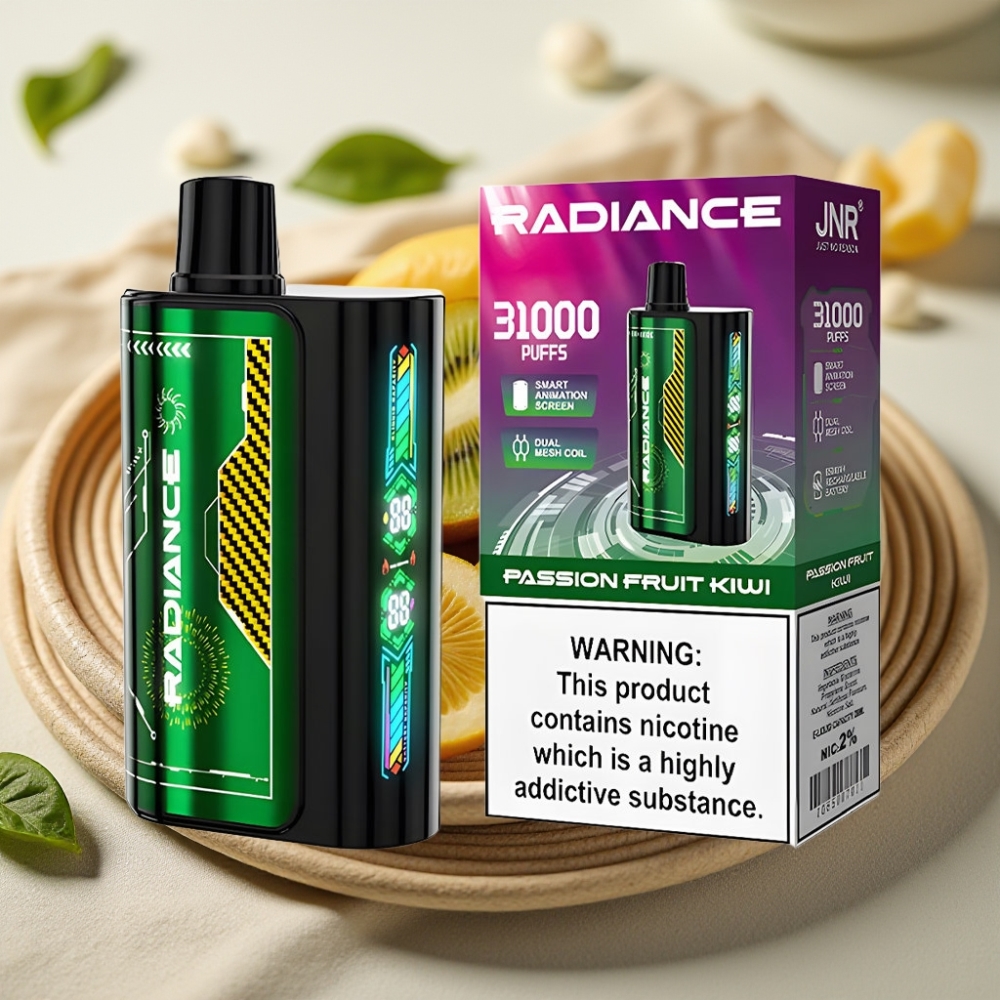 JNR Radiance 31000 Puffs Passievrucht Kiwi Dual Mesh Oplaadbare Disposable Vape