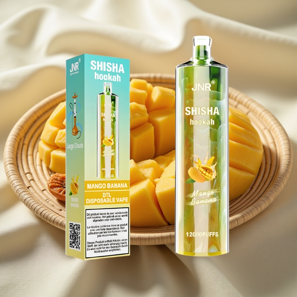 JNR Shisha Hookah 12000 Puffs Mango Banaan 750mAh 24ml 0.6 Ohm Mesh