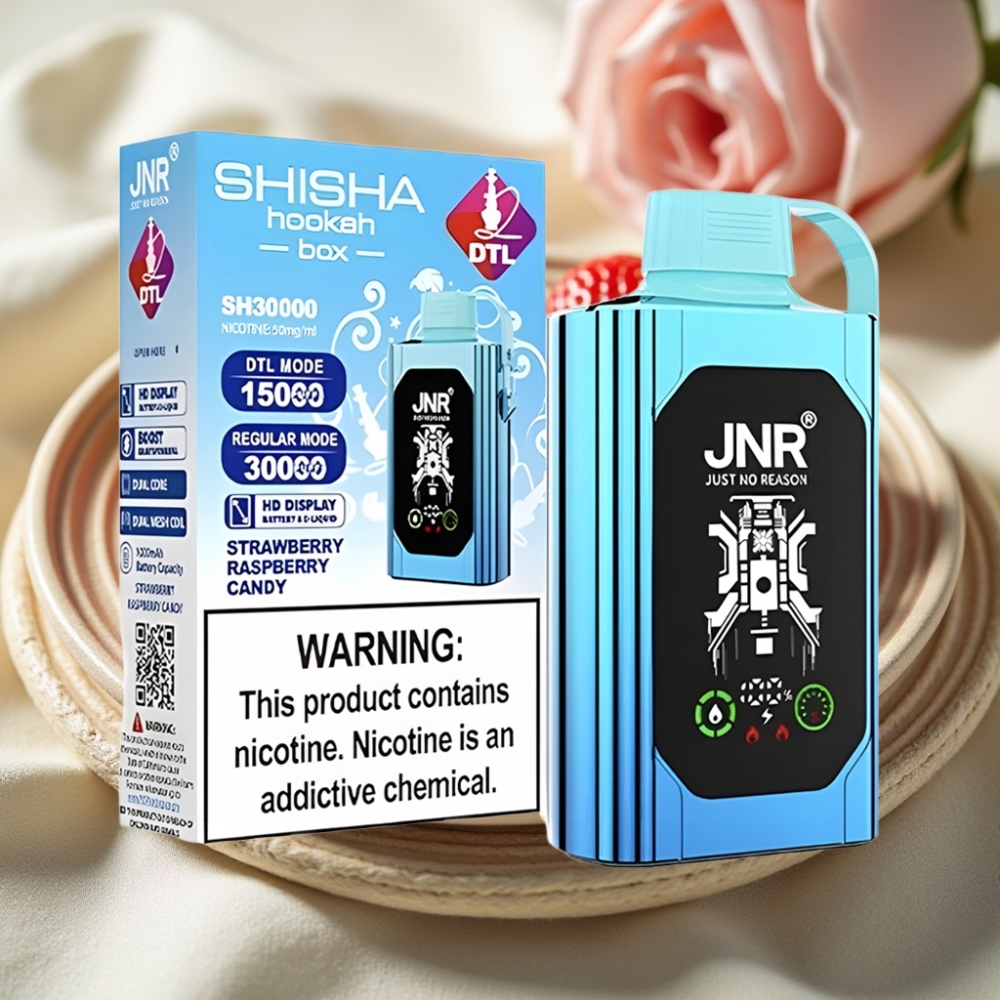 JNR Shisha Hookah Box 20500 Puffs Aardbei Framboos Snoep Dual Mesh Coil Type-C