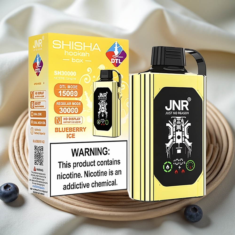 JNR Shisha Hookah Box 20500 Puffs Blauwe Bes Ijs HD Display Dual Mesh Coil Type-C