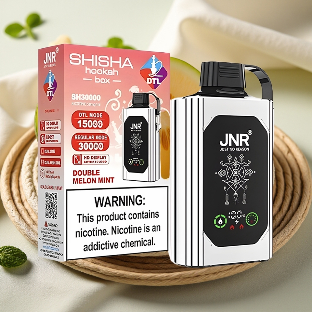 JNR Shisha Hookah Box 20500 Puffs Dubbel Meloen Munt HD Display Dual Mesh Coil Type-C