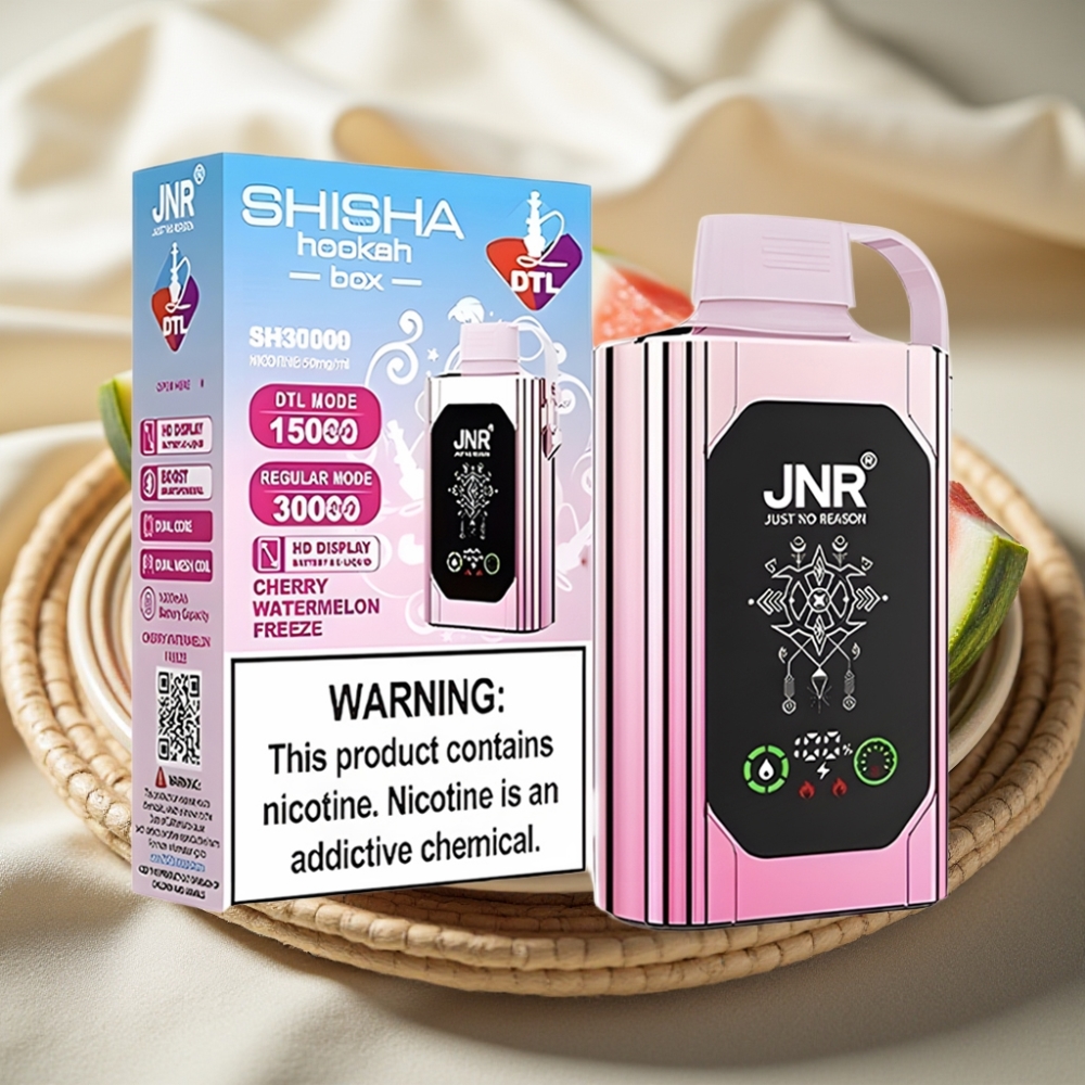 JNR Shisha Hookah Box 20500 Puffs Kers Watermeloen IJs HD Display Dual Mesh Coil Type-C