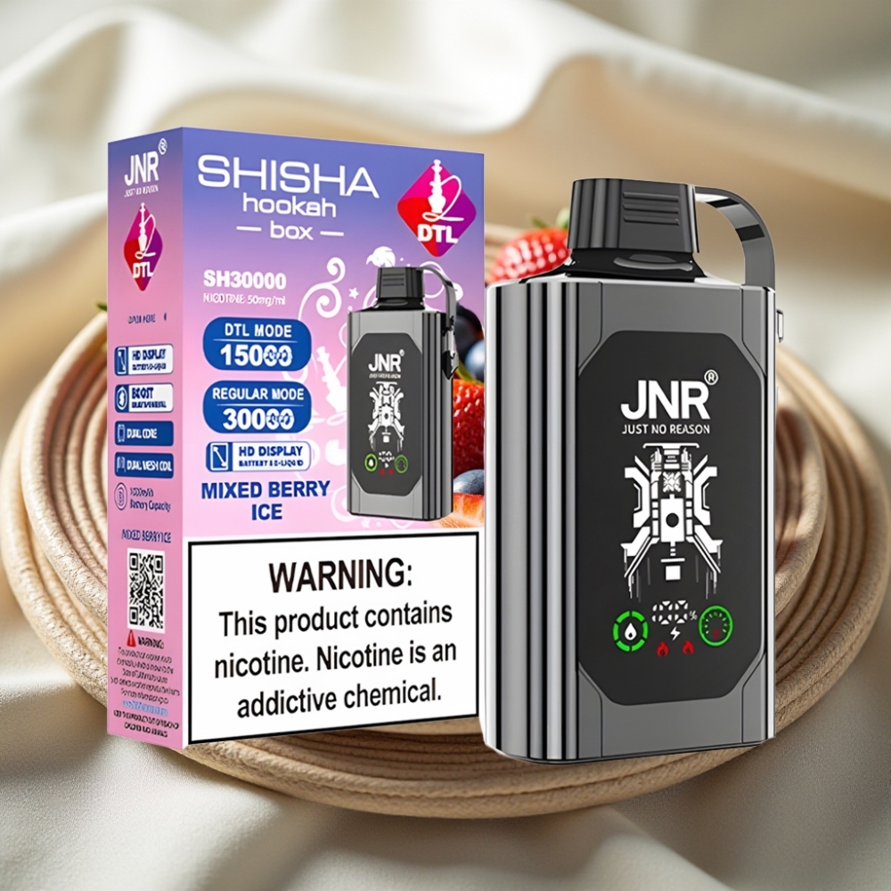 JNR Shisha Hookah Box 20500 Puffs Mixed Berry Ice HD Display Dual Mesh Coil Type-C