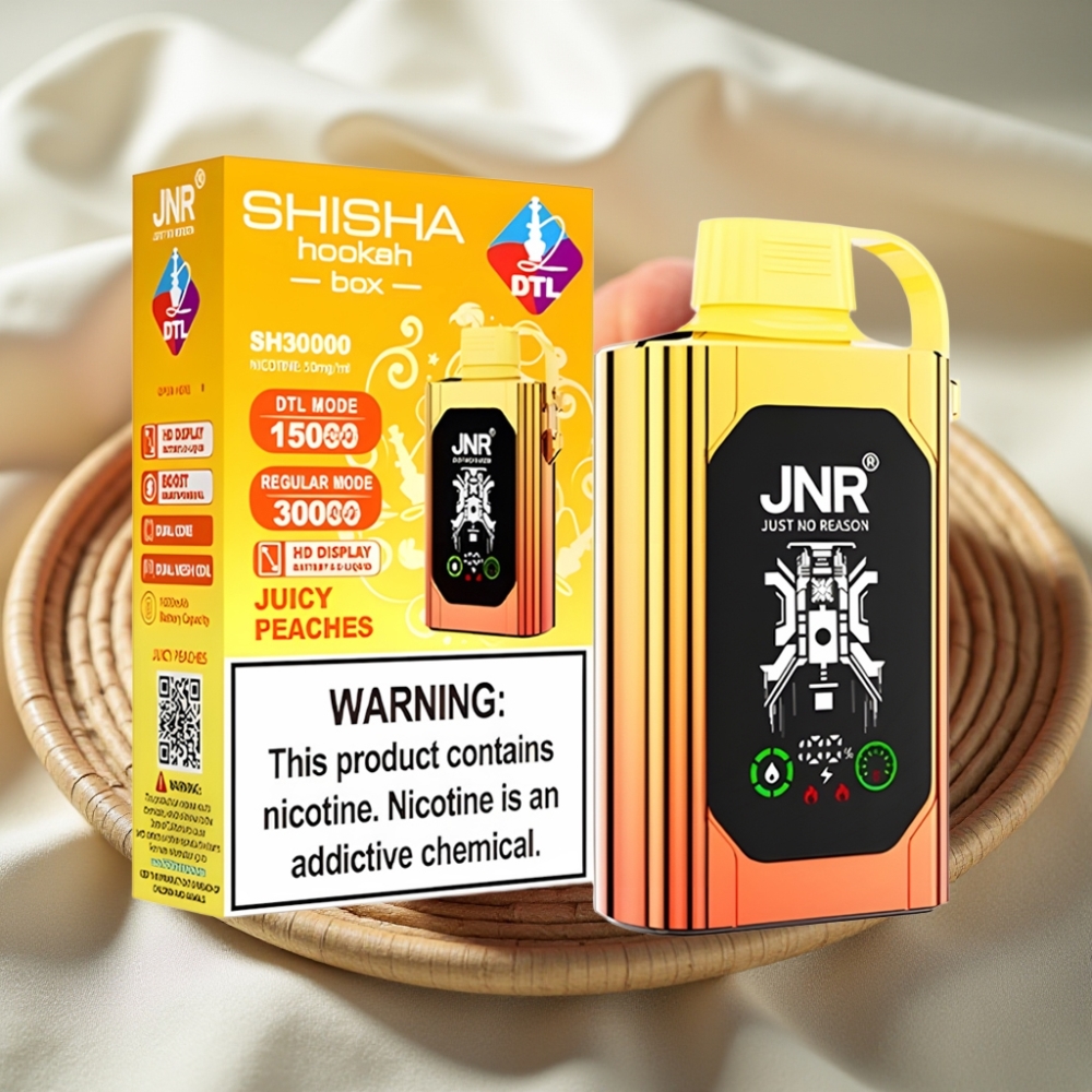 JNR Shisha Hookah Box 20500 Puffs Sappige Perziken HD Display Dual Mesh Coil Type-C