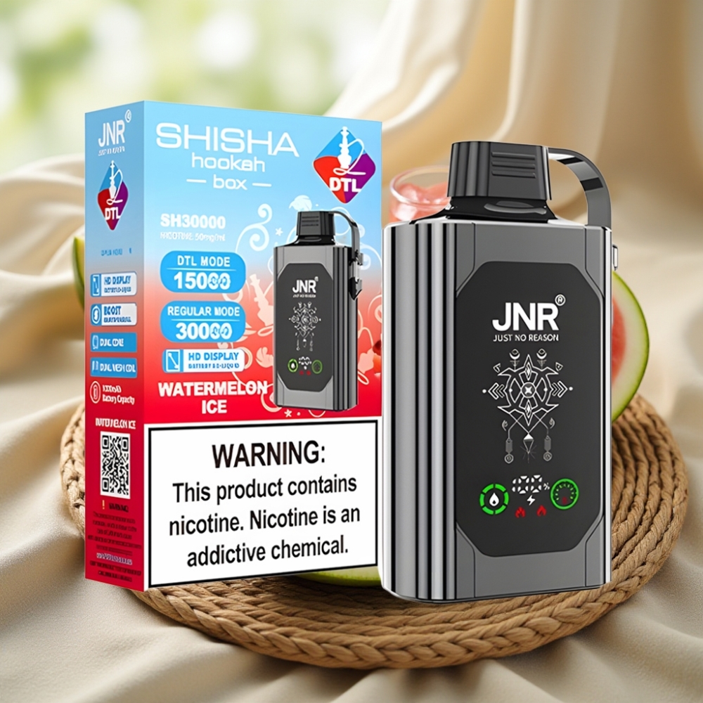 JNR Shisha Hookah Box 20500 Puffs Watermeloen Ijs HD Display Dual Mesh Coil Type-C