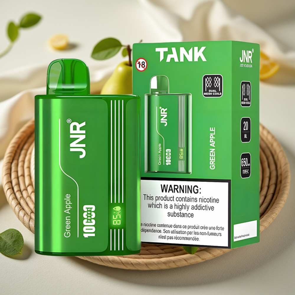 JNR Tank 10000 Puffs Disposable Vape Groene Appel Perzik Peer met Digitaal Display en Type-C Opladen