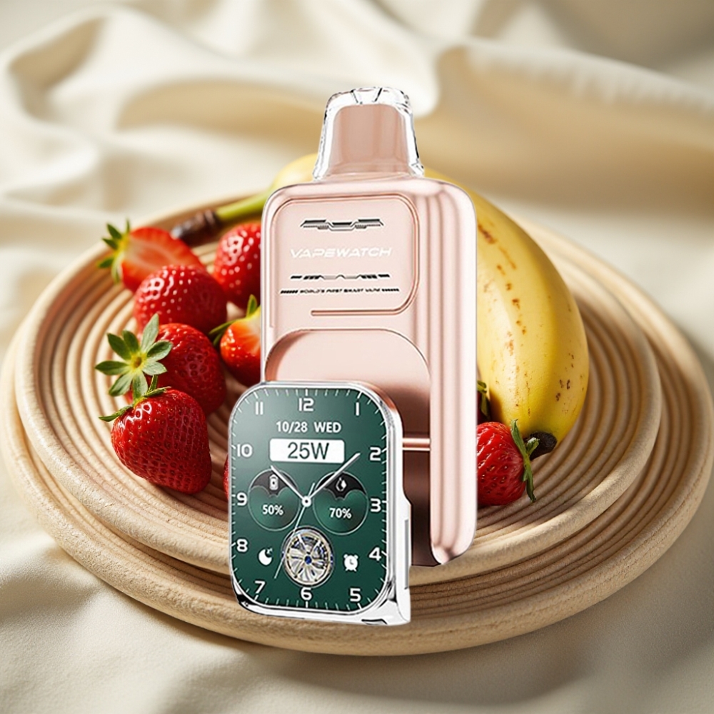 JNR VapeWatch 30000 Puffs Aardbei Banaan Dual Mesh Coil Type-C 1000mAh