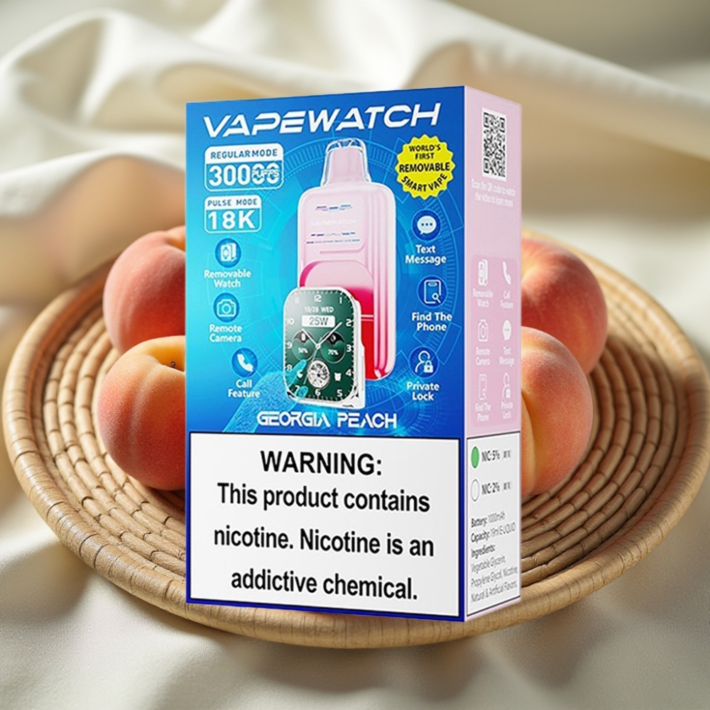 JNR VapeWatch 30000 Puffs Georgische Perzik 1000mAh Type-C Dual Mesh Coil