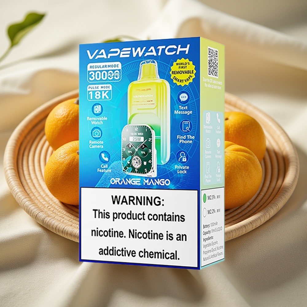 JNR VapeWatch 30000 Puffs Oranje Mango 1000mAh Type-C Dual Mesh Coil