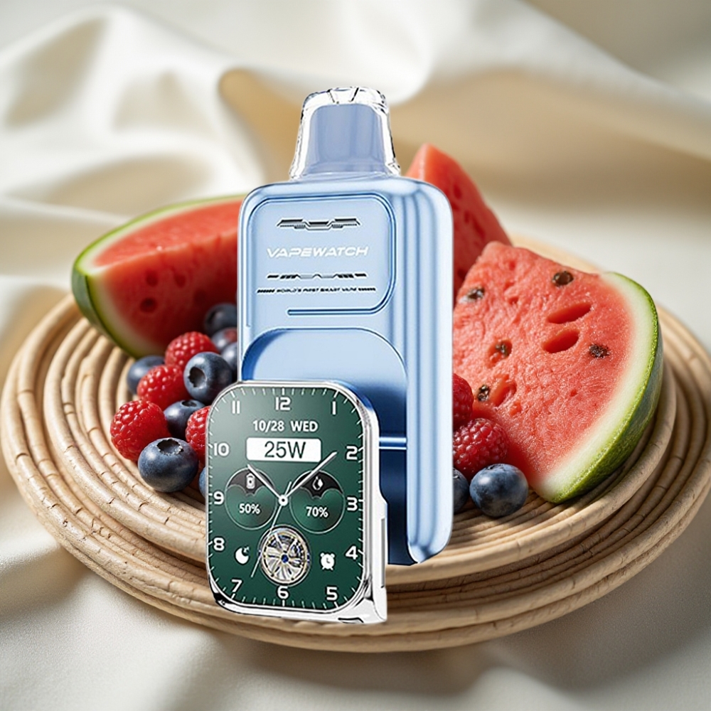 JNR VapeWatch 30.000 Puffs Blauwe Bes Watermeloen Dual Mesh Coil Type-C
