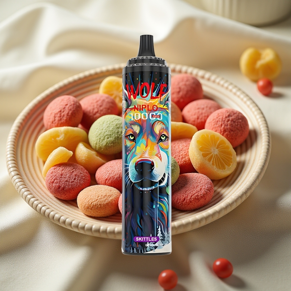 JNR Wolf Niplo 10000 Puffs Skittles (Regenboog) 20ml 650mAh Type-C