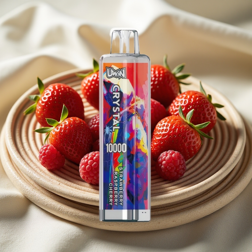 UWIN Crystal 10000 Puffs Aardbei Framboos Kers met RGB-verlichting en 18ml vloeistof