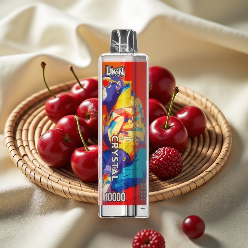UWIN Crystal 10000 Puffs Kersbes (Cherry Berry) 18ml 0.8 Ohm Mesh Coil RGB