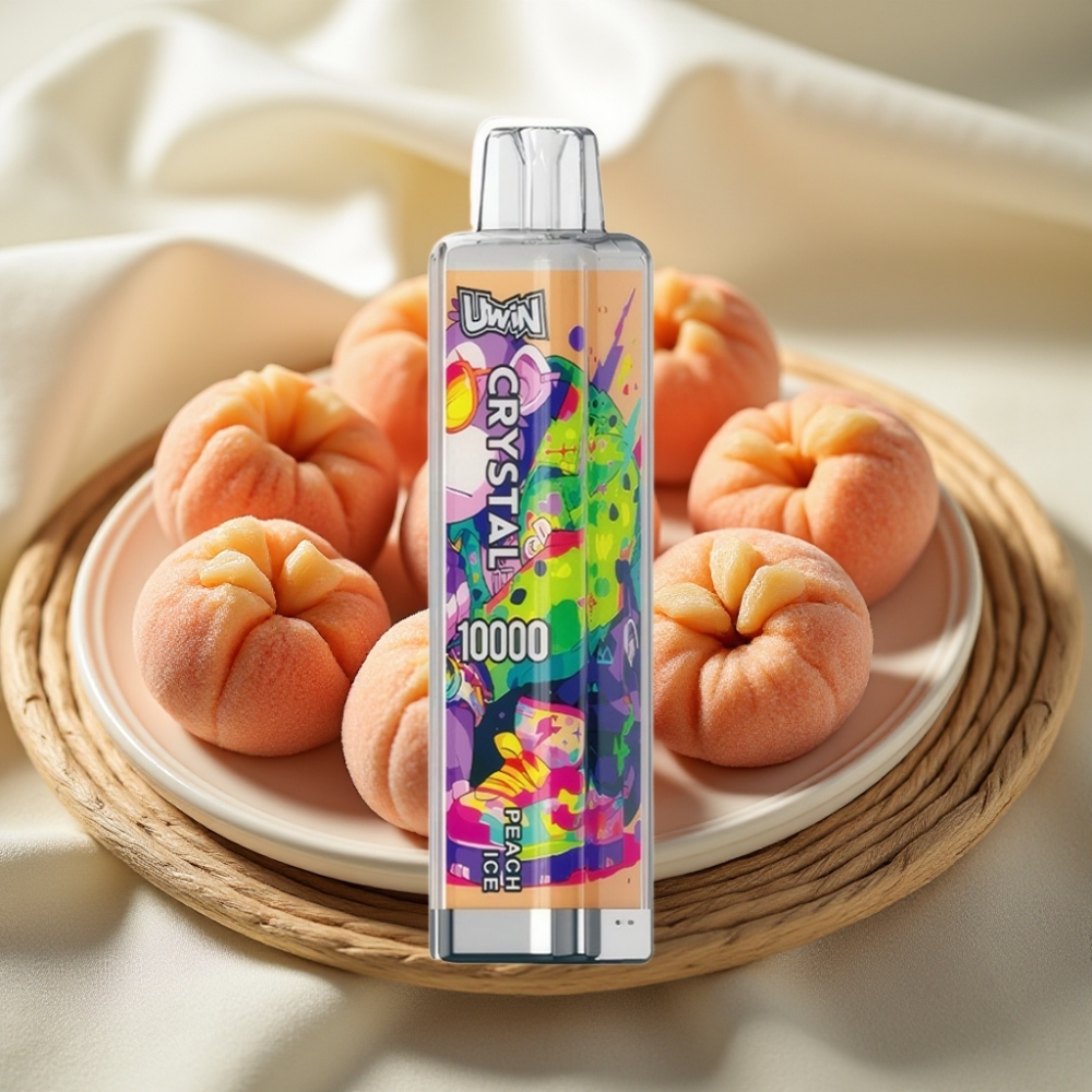 UWIN Crystal 10000 Puffs Perzik IJs met RGB-verlichting, 18ml vloeistof, Type-C opladen